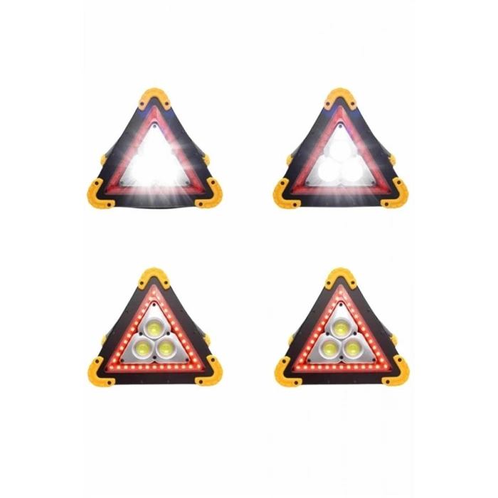 Nevamel® Işıklı İkaz Lambası Reflektör Şarjlı Işıklı Üçgen LED Acil Durum Feneri