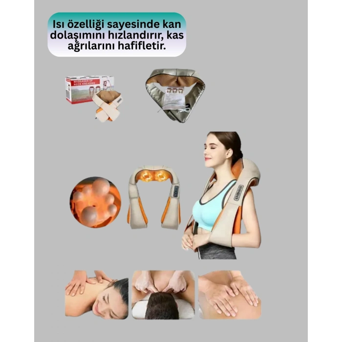 Nevamel® Isıtma Fonksiyonlu Ovmalı Boyun Omuz ve Vücut Masaj Cihazı Rahatlatıcı