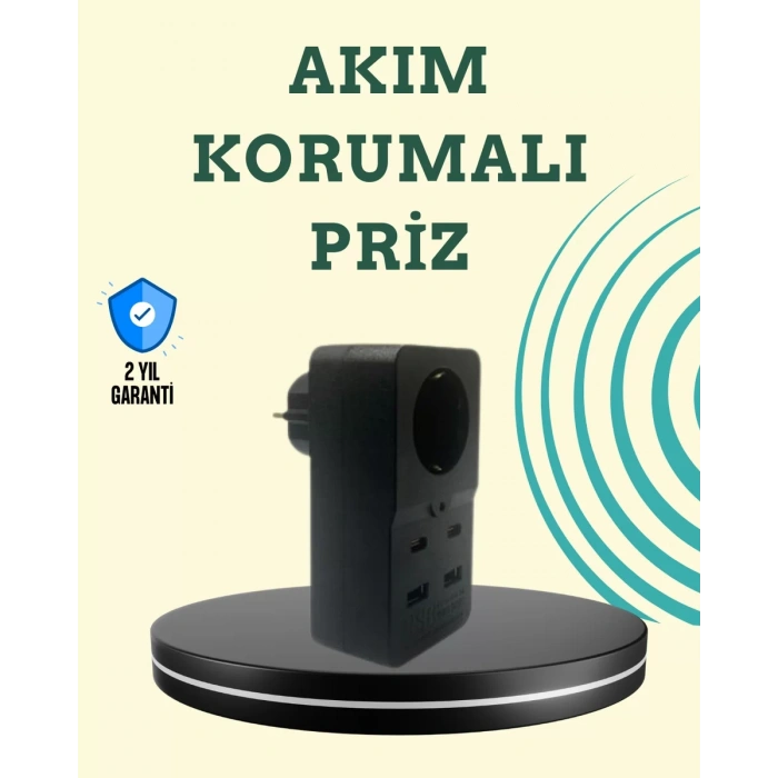 Nevamel® Isıya Dayanıklı PC Gövdeli Akım Korumalı Priz 4 USB
