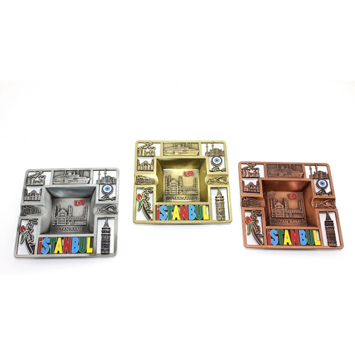 Nevamel İstanbul Temalı Yöresel Metal Küllük Kare