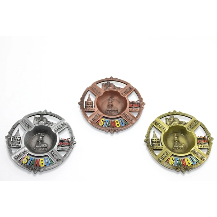Nevamel İstanbul Temalı Yöresel Metal Küllük Yuvarlak
