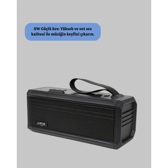 Nevamel J-IPOX P520 Bluetooth Hoparlör 8W Güçlü Ses Solar Şarj FM Radyo