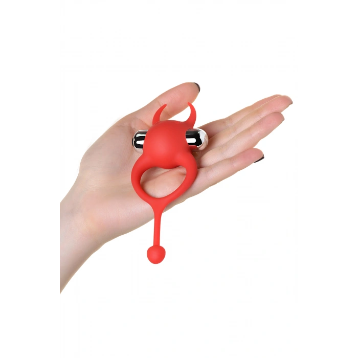 Nevamel® Jos Ni̇ck Kuyruklu Penis Halkası, Silikon, Kırmızı, 13,5 Cm