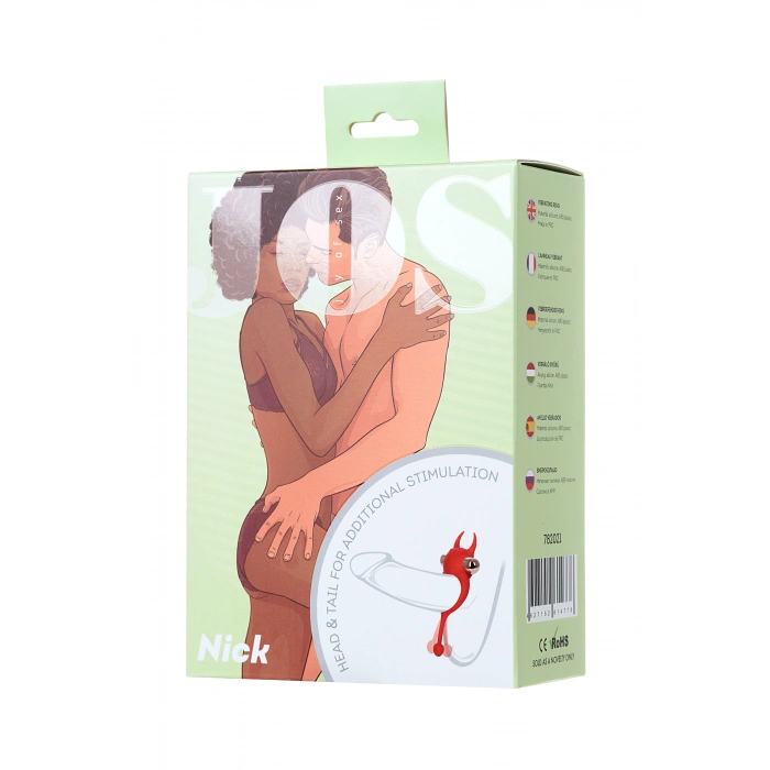 Nevamel® Jos Ni̇ck Kuyruklu Penis Halkası, Silikon, Kırmızı, 13,5 Cm