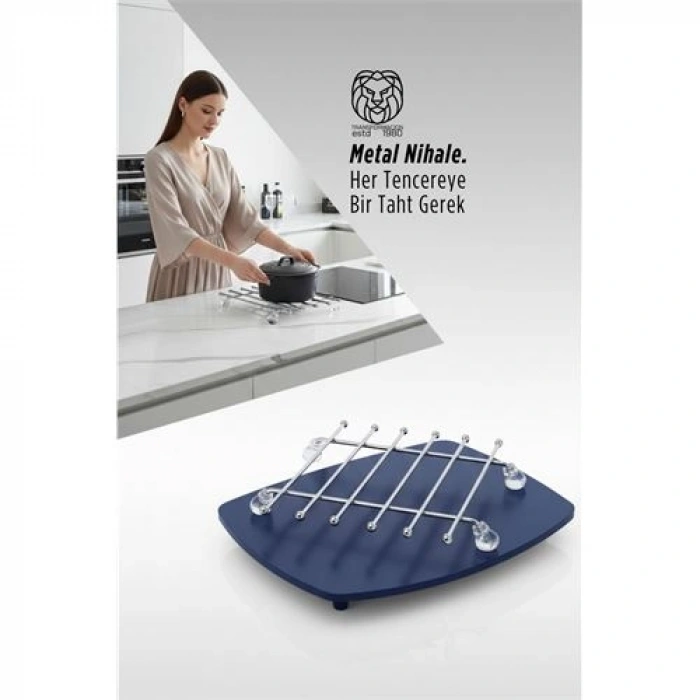 Nevamel® Juliette Serisi Krom Kare Metal Nihale - 19 cm Isıya Dayanıklı Lüks Tencere Altlığı