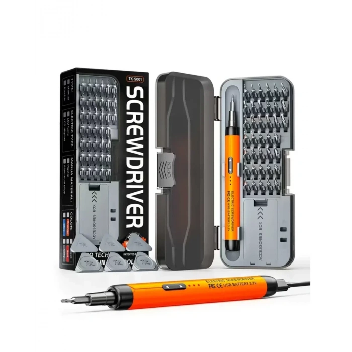 Nevamel® Kablosuz Alüminyum Gövdeli Elektrikli Tornavida 38 Uçlu Teknik Servis Seti