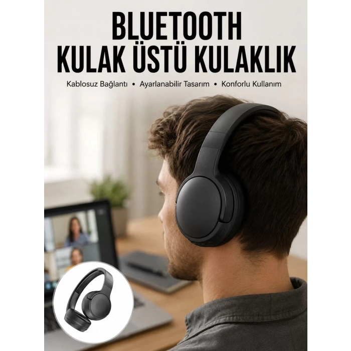 Nevamel® Kablosuz Bluetooth Kulaklık Kulak Üstü Ayarlanabilir Uzun Ömürlü Yeni Nesil