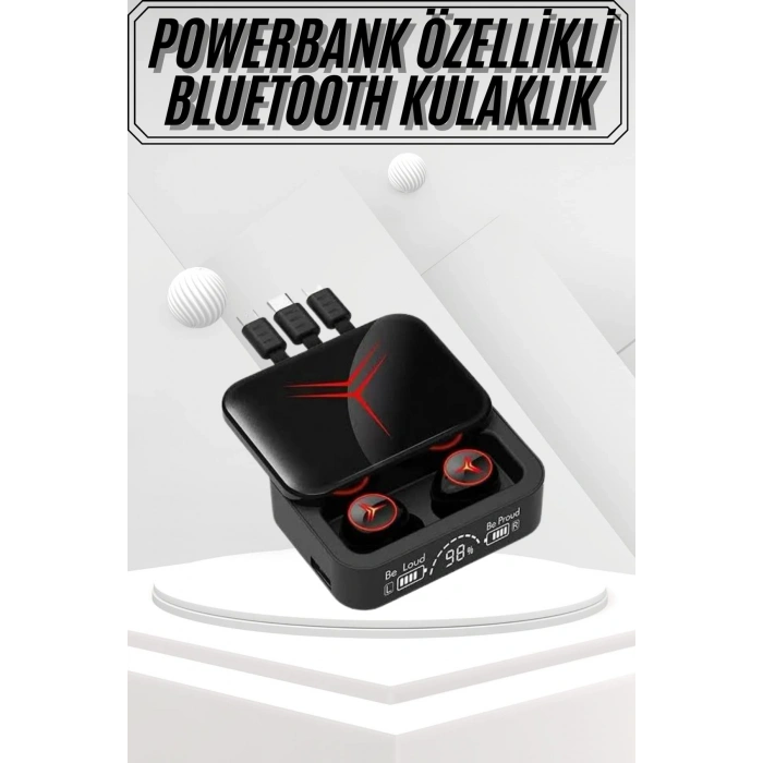 Nevamel Kablosuz Bluetooth Kulaklık Powerbank Özellikli Göstergeli Hd Mikrofon