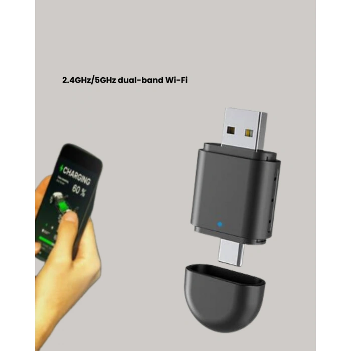 Nevamel® Kablosuz CarPlay Adaptörü – USB-A & Type-C Uyumlu Hızlı Bağlantı Cihazı