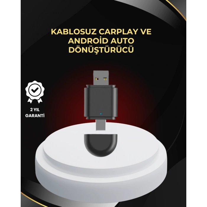 Nevamel® Kablosuz CarPlay ve Android Auto Dönüştürücü – USB-A & Type-C Girişli Akıllı Adaptör