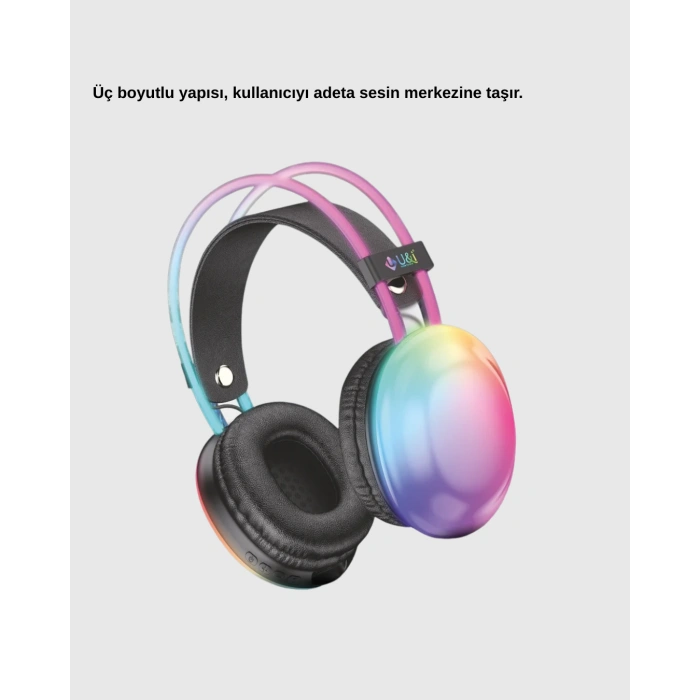 Nevamel® Kablosuz Gaming Kulaklık RGB Aydınlatmalı Bluetooth 5.3 Uzun Pil Ömürlü