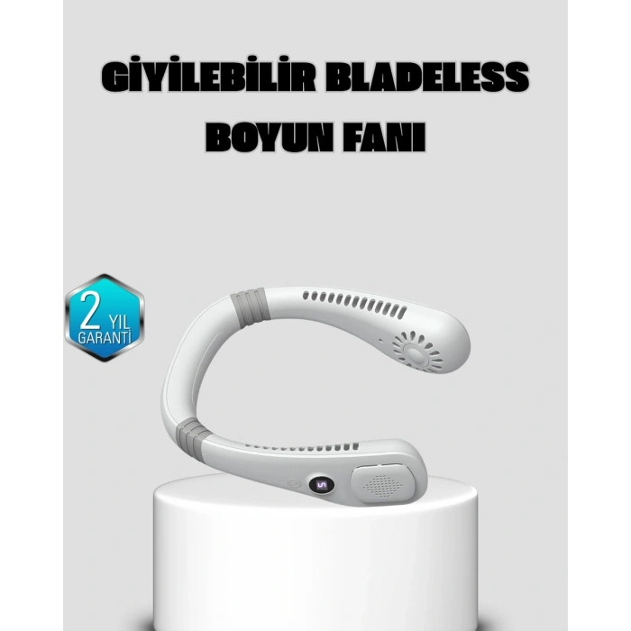 Nevamel® Kablosuz Giyilebilir Boyun Fanı Çift Motorlu ve 5 Kademeli Hız Kontrolü