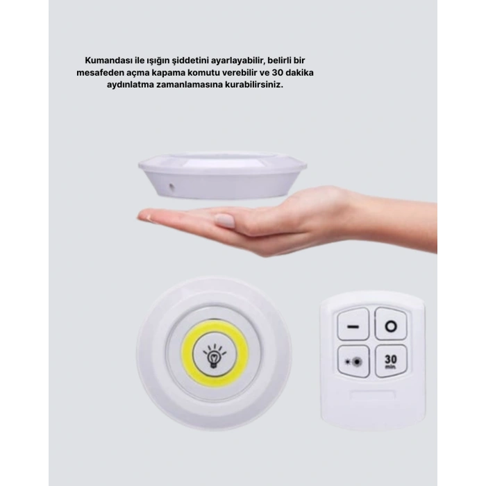 Nevamel Kablosuz Gün Işığı 3’lü LED Spot Lamba Kumandalı