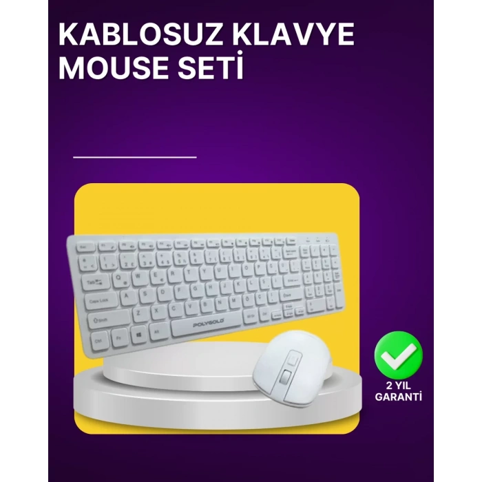 Nevamel® Kablosuz Klavye ve Mouse Seti - Ergonomik Tasarım Sessiz Kullanım Geniş Uyumluluk