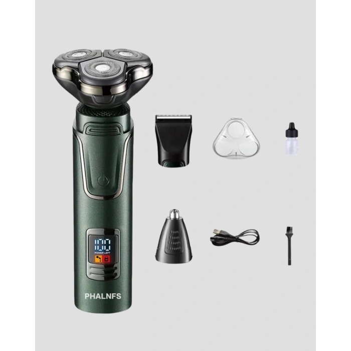 Nevamel Kablosuz Profesyonel Erkek Bakım Seti – 3 Başlıklı 3D Akıllı Kesim Taşınabilir