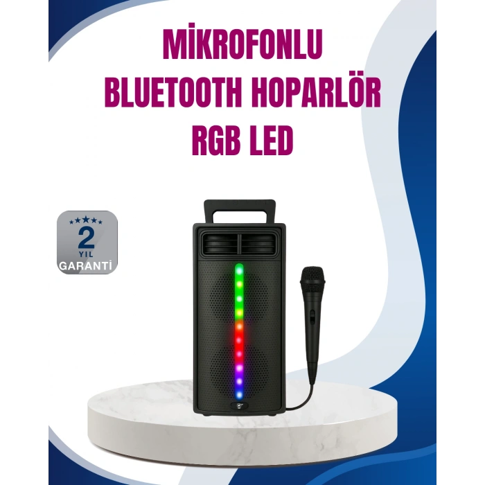 Nevamel Kablosuz RGB Işıklı Bluetooth Hoparlör | Ev Parti ve Açık Hava Kullanımı