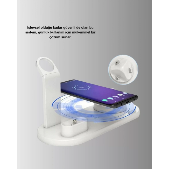 Nevamel® Kablosuz Şarj İstasyonu 4’ü 1 Arada iPhone Watch ve AirPods Uyumlu