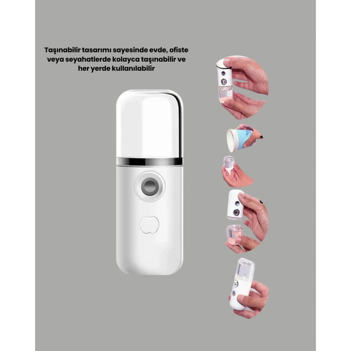 Nevamel® Kablosuz Şarjlı Mini Buhar Nemlendirici – Cilt ve Ortam İçin Taşınabilir Akıllı Cihaz