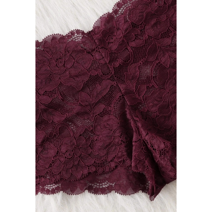 Nevamel® Kadın Bordo Dantelli & Kurdelalı Sütyen Külot Takımı H110383