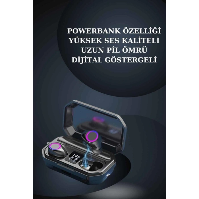 Nevamel Kadınlar İçin 3 Kordonlu Akıllı Saat ve Dijital Göstergeli Powerbankli Bluetooth Kulaklık Dokunmatik Kontrol