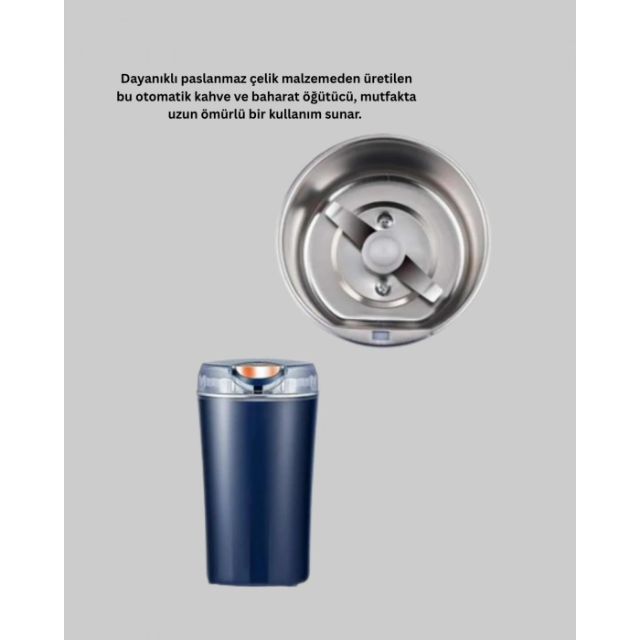 Nevamel® Kahve ve Baharat Öğütücü Otomatik Mekanizmalı Dayanıklı Çelik