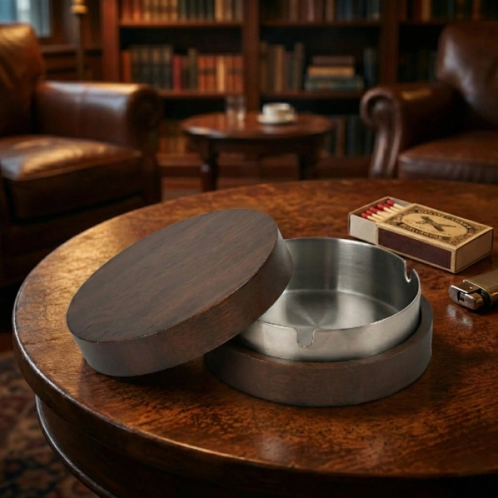 Nevamel Kahverengi Bambu Kapaklı Küllük