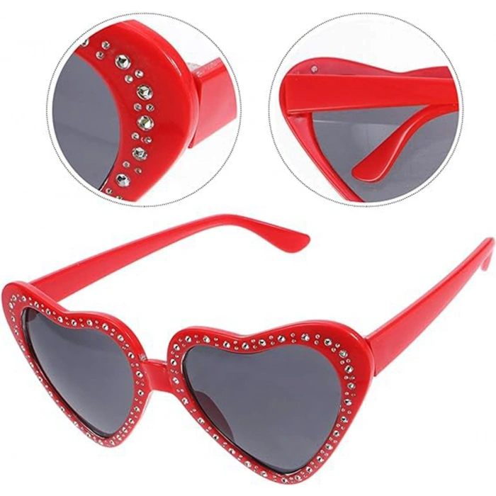 Nevamel Kalp Taşlı Parti Gözlüğü Kırmızı