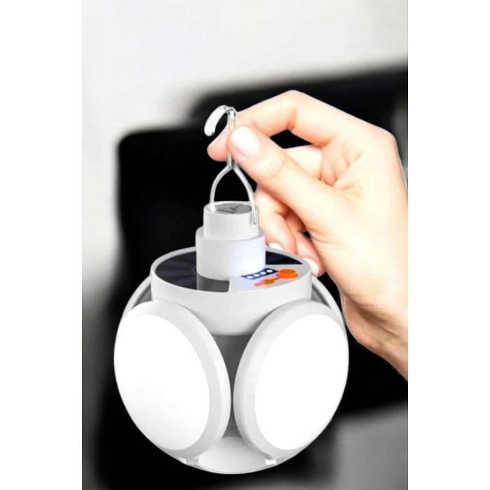 Nevamel Kamp Lambası Işıldak Beyaz Işık Güneş Enerjili Solar Aydınlatma 5 Kanatlı Katlanabilir