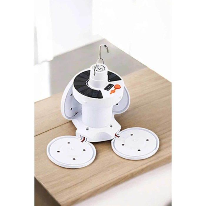 Nevamel Kamp Lambası Işıldak Beyaz Işık Güneş Enerjili Solar Aydınlatma 5 Kanatlı Katlanabilir