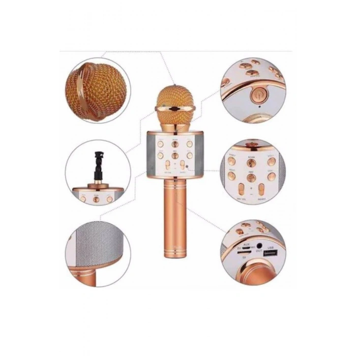 Nevamel Karaoke Mikrofon Bluetooth Bağlantılı Aux Girişli Uzun Pil Ömrü Yüksek Ses Kaliteli