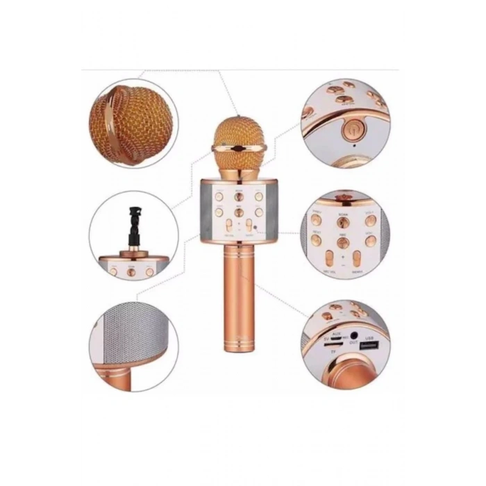 Nevamel® Karaoke Mikrofon Dahili Hoparlörlü Sd-usb-aux Girişli Bluetooth Hoparlör