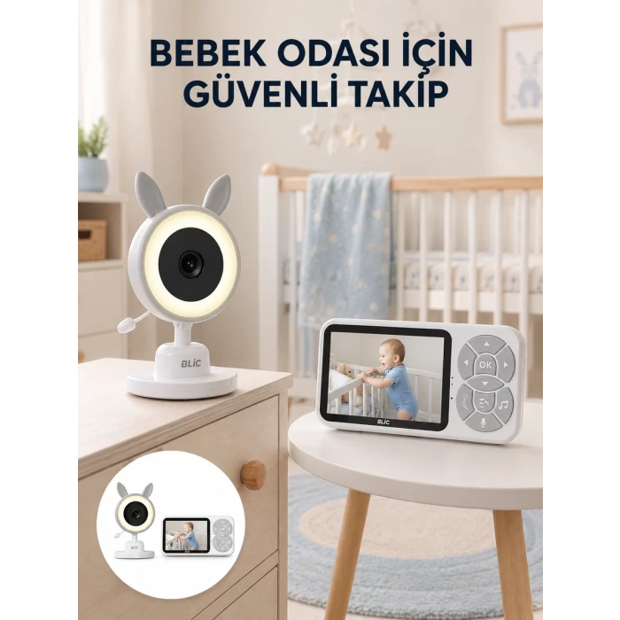 Nevamel® Karşılıklı Sesli Bebek Kamerası 4x Zoom Sıcaklık Sensörlü Yeni Nesil