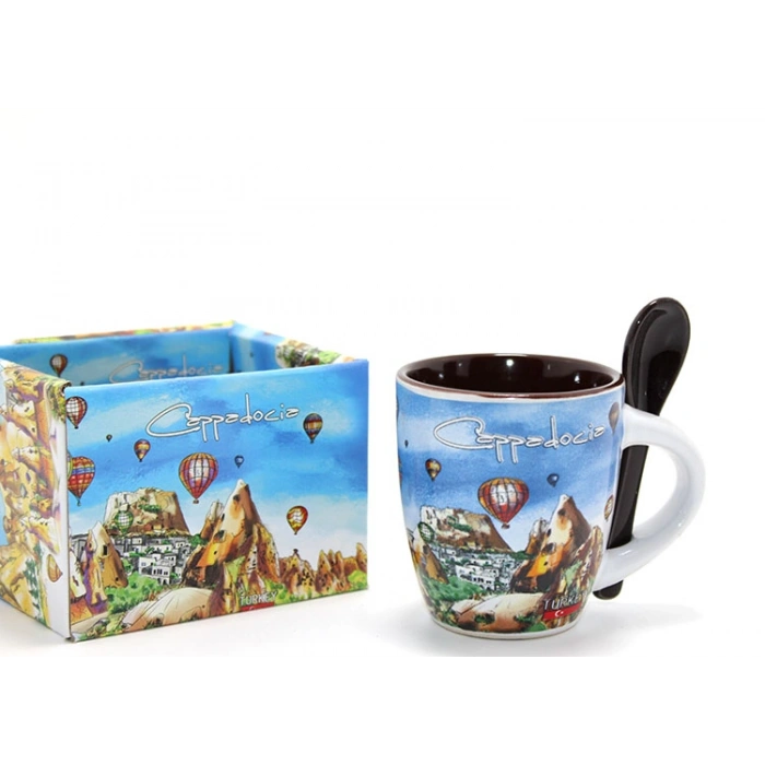 Nevamel Kaşıklı Yöresel Kahve Fincanı Tekli Model 1