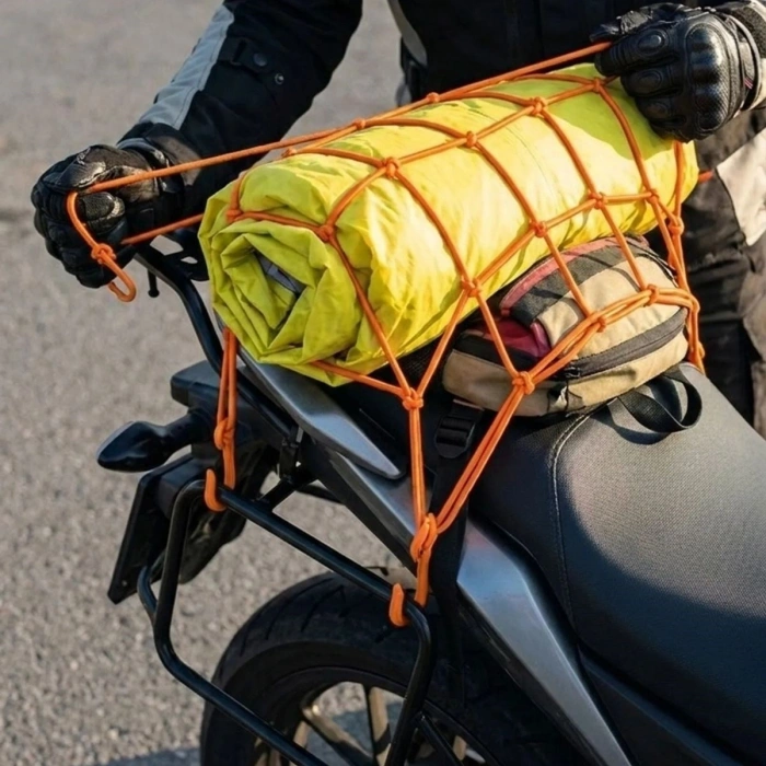 Nevamel® Kask Esnek Motosiklet Kask ve Bagaj Filesi – Kask Sabitleyici Plastik Kancalı Taşıma Ağı 35x35 cm (1431)