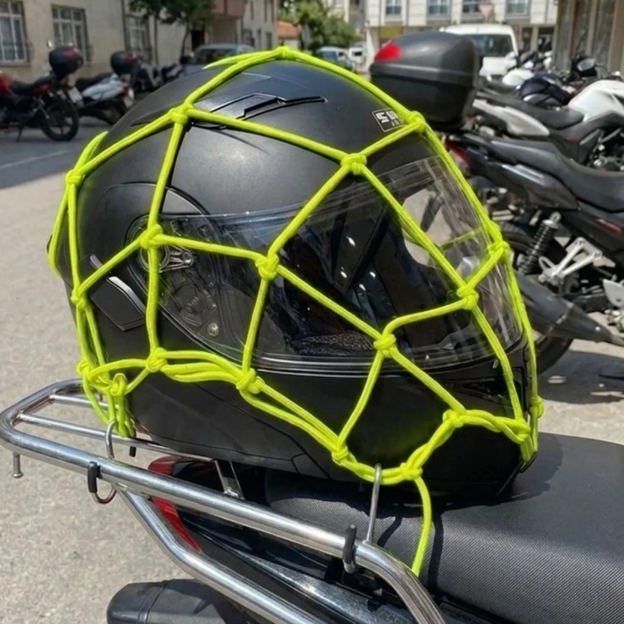 Nevamel® Kask Esnek Motosiklet Kask ve Bagaj Filesi – Kask Sabitleyici Plastik Kancalı Taşıma Ağı 35x35 cm (1431)