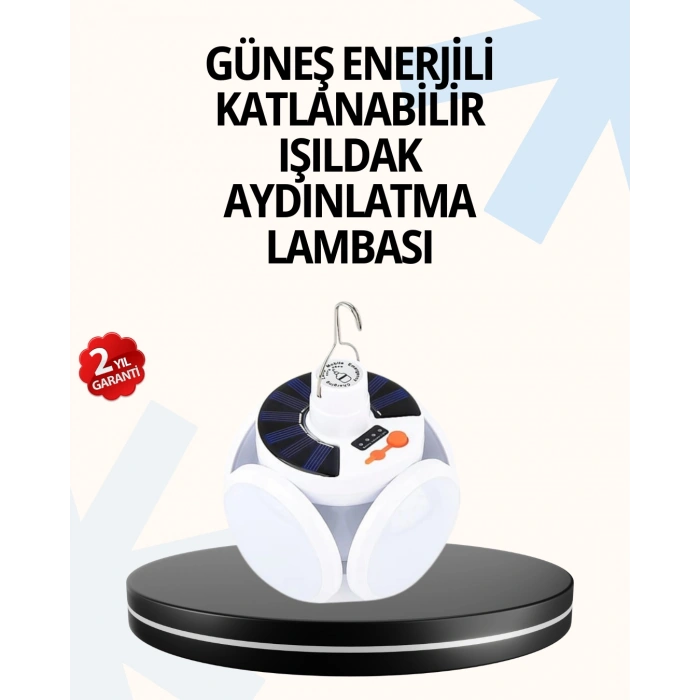 Nevamel Katlanabilir 5 Kanatlı Solar LED Bahçe ve Kamp Lambası