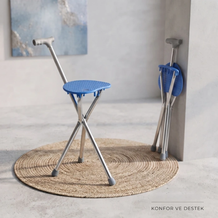 Nevamel® Katlanabilir Baston Sandalye - Oturaklı - 88 cm