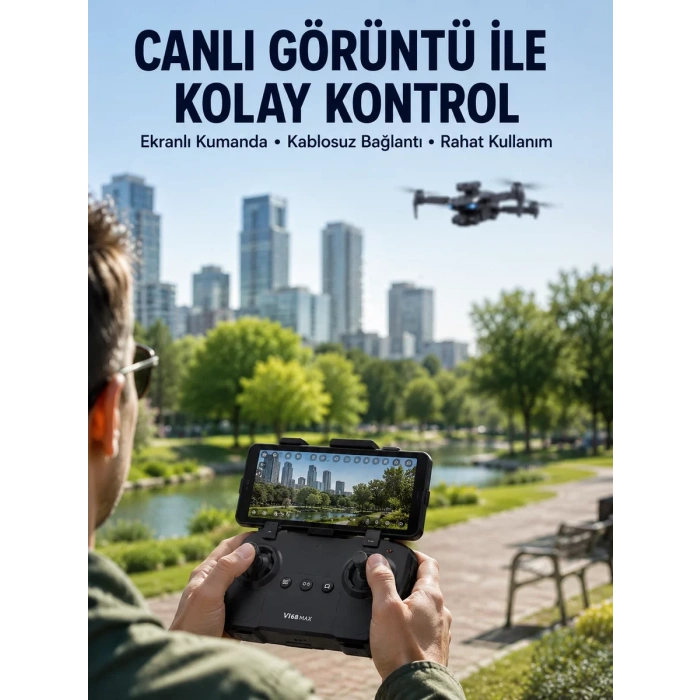 Nevamel® Katlanabilir Çift Kameralı Drone ile Havadan Fotoğraf ve Video Çekimi