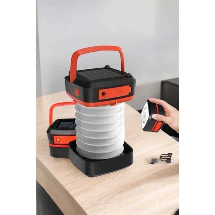 Nevamel Katlanabilir Kamp Lambası Solar Fener Görünümlü 3 Kademeli Şarjlı