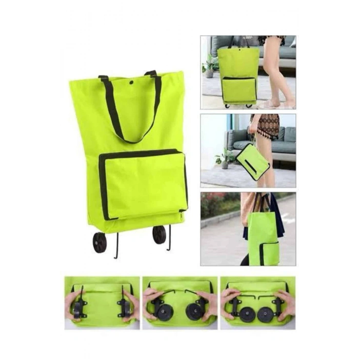 Nevamel® Katlanabilir Tekerlekli Çantalı Çarşı Pazar Arabası Alışveriş Çantası Piknik Çantası