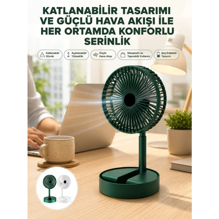 Nevamel® Katlanabilir Usb Şarjlı Masaüstü Soğutucu Mini Fan Telefon Tutucu