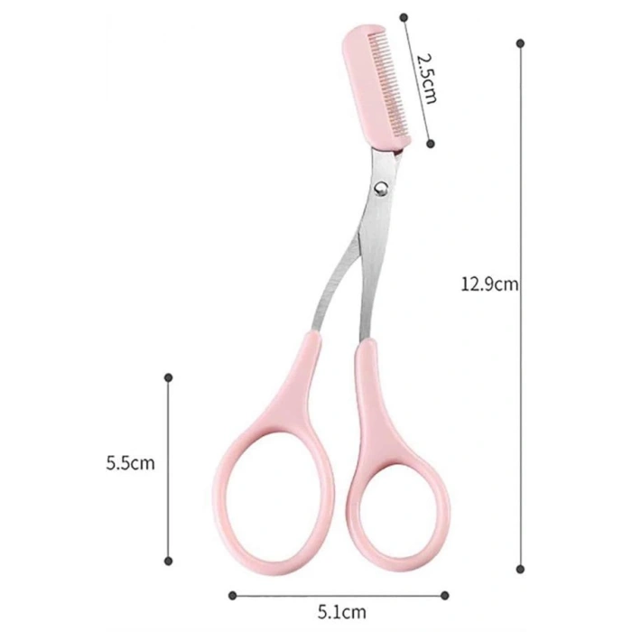 Nevamel Kavisli Kaş Kirpik Düzeltici Bıyık Alma Taraklı Kaş Makası Yüz Bakım Seti Makas