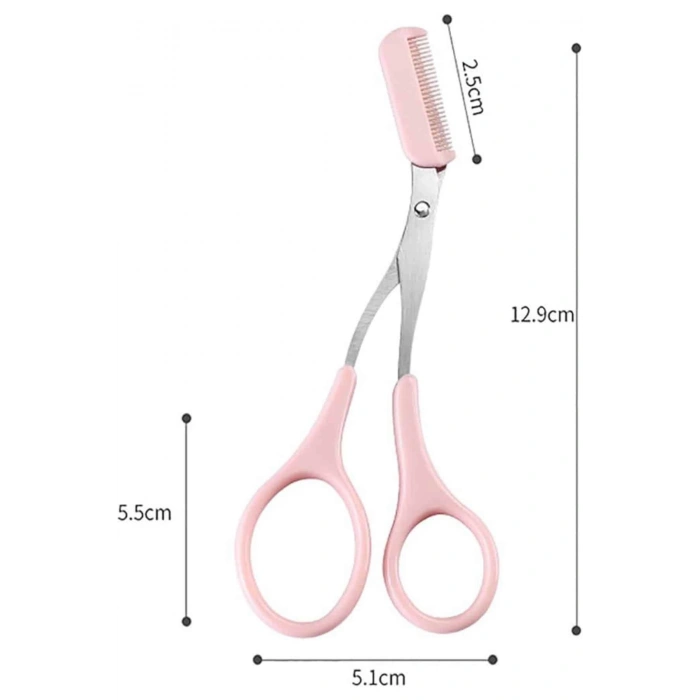 Nevamel Kavisli Kaş Kirpik Düzeltici Bıyık Alma Taraklı Kaş Makası Yüz Bakım Seti Makas