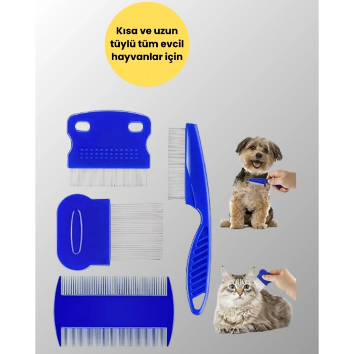 Nevamel Kedi Köpek ve Küçük Hayvanlar İçin 4 Parça Ergonomik Tarak Takımı