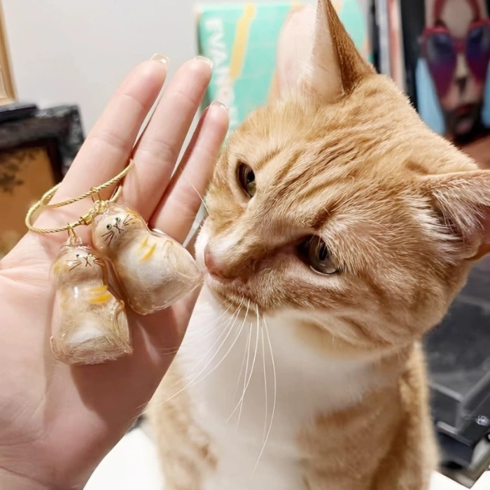 Nevamel® Kedi Şeffaf Anı Anahtarlık - Kedi Figürlü - Karışık Model
