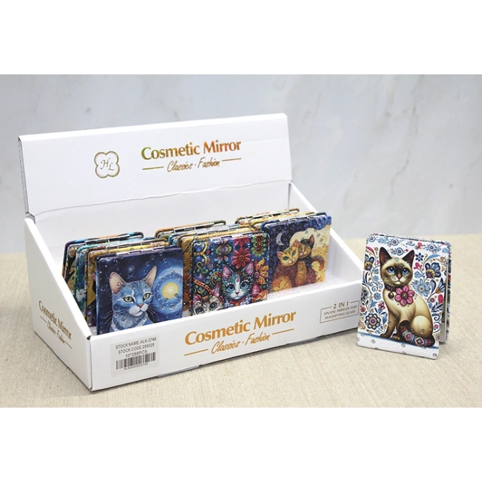 Nevamel Kedi Taşlı El Aynası Dikdörtgen İnce