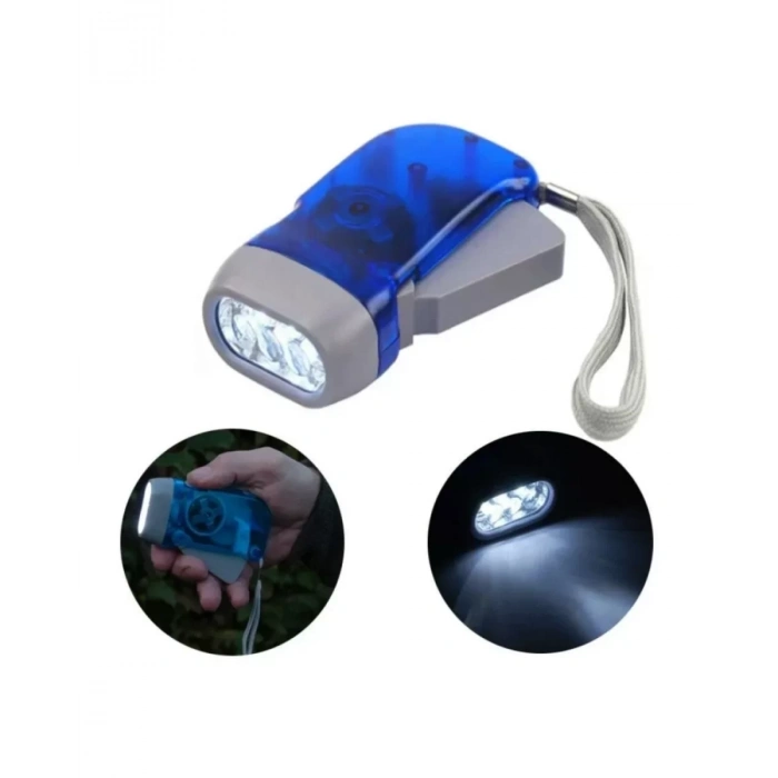 Nevamel® Kendiliğinden Şarjlı El Feneri Pilsiz Dinamolu 3 LED Taşınabilir