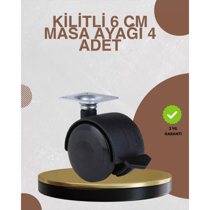 Nevamel® Kilitli Mobilya Ayağı 6 cm 4’lü Set Zemin Korumalı