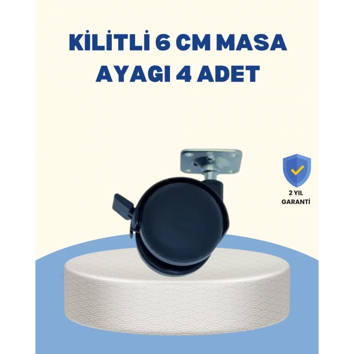 Nevamel® Kilitli Mobilya Tekerleği 6 cm 4’lü Kolay Kurulum