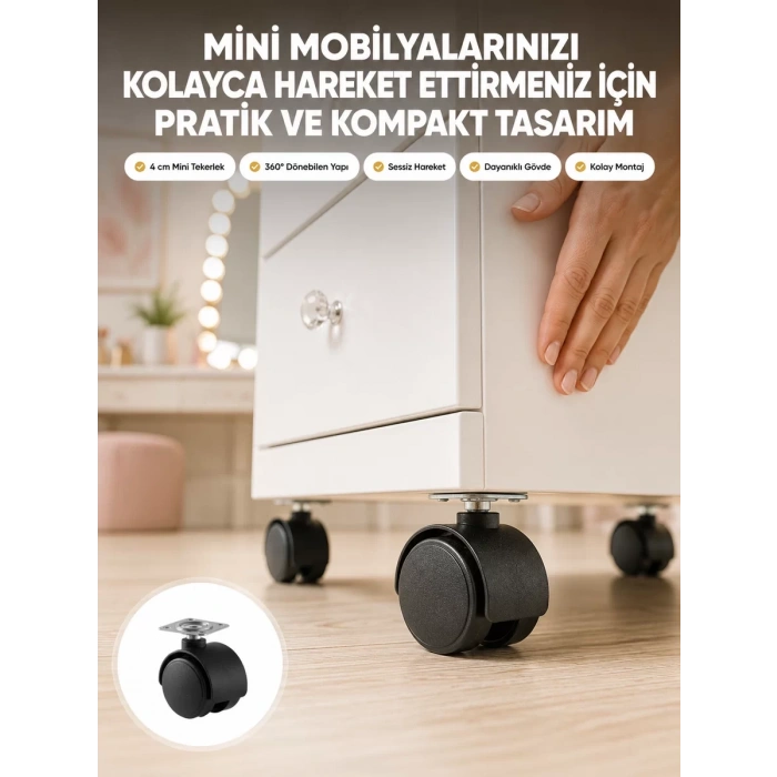 Nevamel® Kilitsiz 4 cm Mobilya Ayağı Tek Adet Pratik ve Dayanıklı